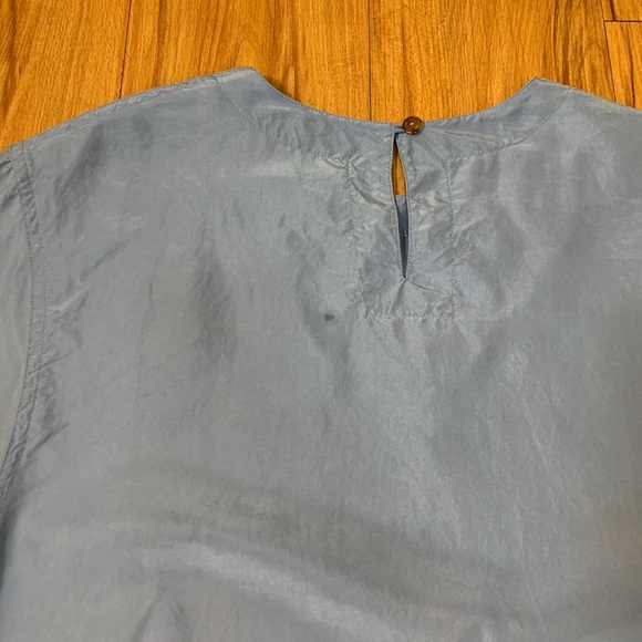 August Silk 100% Silk Blue Short Sleeve Top Blouse - Picture 6 of 13